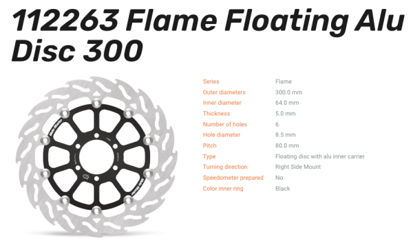 Moto-Master Bremsscheibe Flame Floating-Alu Disc vorne passend für Ducati - 112263