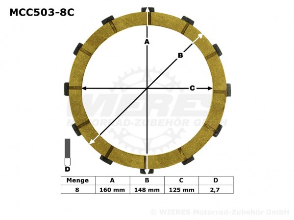 TRW Lucas Kupplungs Competition-Kit (8 st.) KTM MCC503-8C / MCC 503-8C