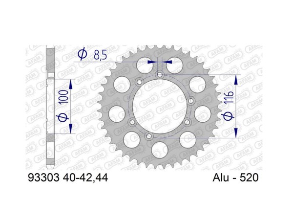 Kettenrad Aluminium 40 41 42 44 Zähne (520) passend für Gas Gas Pampera / TXT