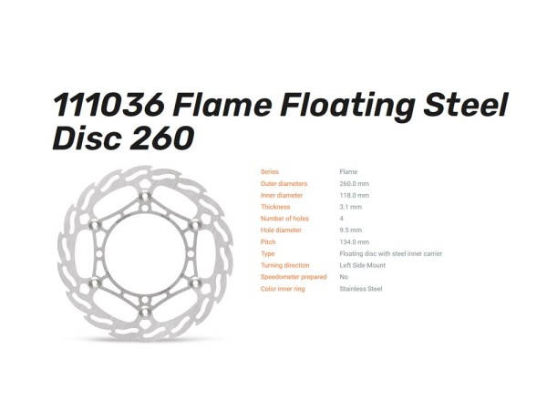 Moto-Master Bremsscheibe Flame floating 260 vorn passend für Suzuki RM-Z 250 450 - 111036