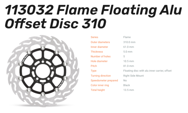 Moto-Master Bremsscheibe Flame Floating-Alu Disc Offset passend für Kawasaki - 113032