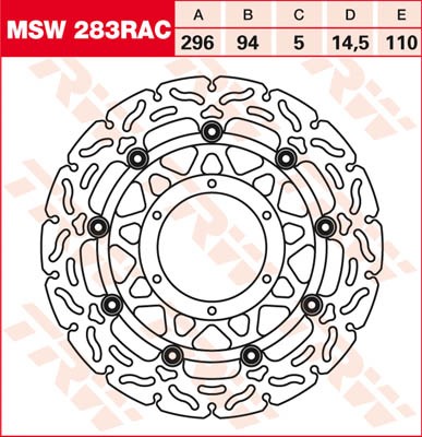 TRW Lucas Racing Bremsscheibe schwimmend MSW 283 RAC / MSW283RAC