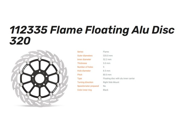 Moto-Master Bremsscheibe Flame floating vorn passend für KTM 890 Duke R rechts - 112335