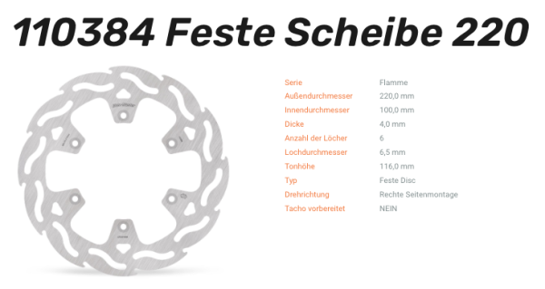 Moto-Master Bremsscheibe Flame hinten passend für Kawasaki - 110384