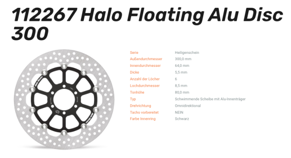 Moto-Master Bremsscheibe Floating-Alu Halo-Serie passend für Ducati - 112267