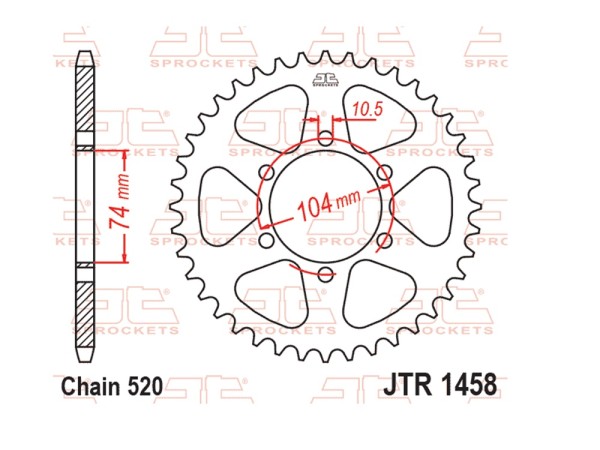 Kettenrad Stahl 40 Zähne (520) passend für Kawasaki KL 250 / KE 250
