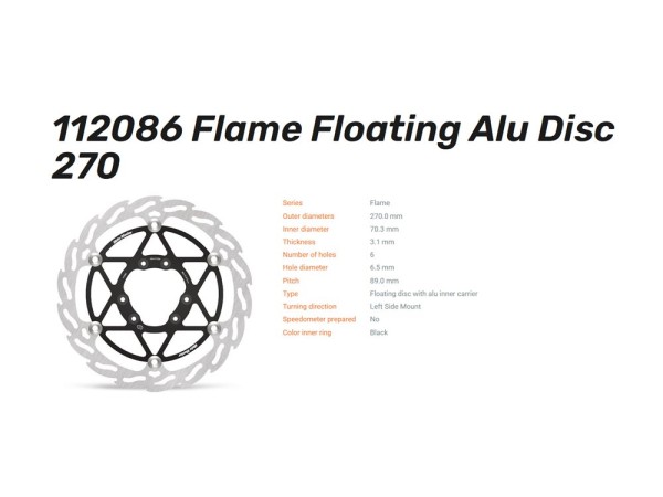 Moto-Master Bremsscheibe vorn Flame Floating Alu Disc 270 passend für TM Racing - 112086