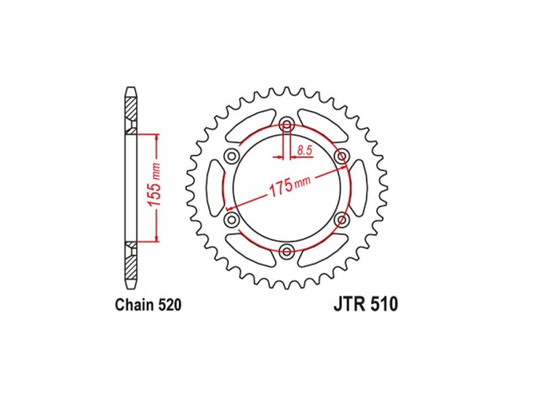 Kettenrad Stahl 46 50 Zähne - (520) passend für Husqvarna WRK 250 260 125 / Cagiva WMX 125 250
