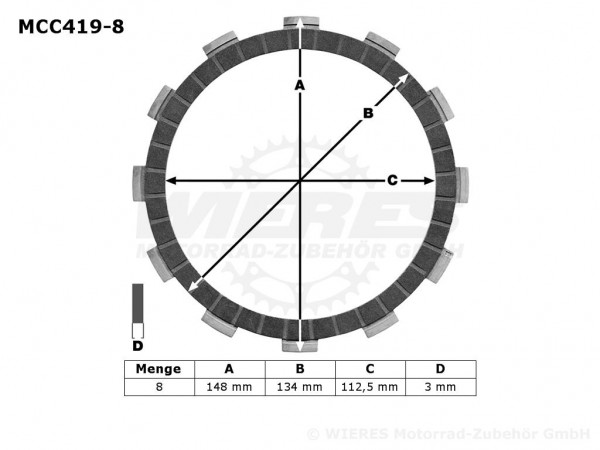 TRW Lucas Kupplungslamellenset (8 st.) passend für Yamaha MCC419-8 / MCC 419-8