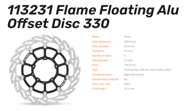 Moto-Master Bremsscheibe Floating-Alu Flame-Racing-Serie vorn passend für Honda - 113231
