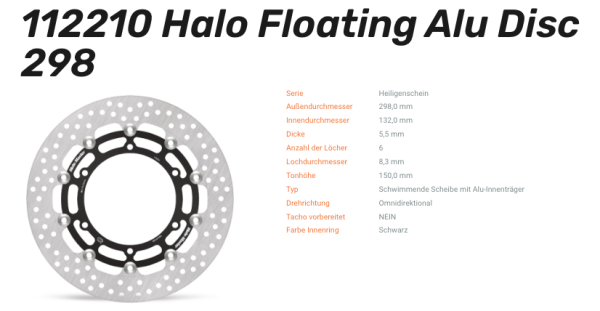 Moto-Master Bremsscheibe Floating-Alu Halo-Serie passend für Yamaha - 112210