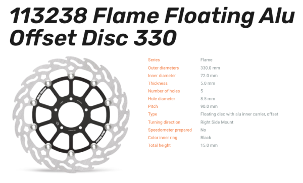 Moto-Master Bremsscheibe Flame Floating-Alu Disc Offset vorne passend für Ducati - 113238
