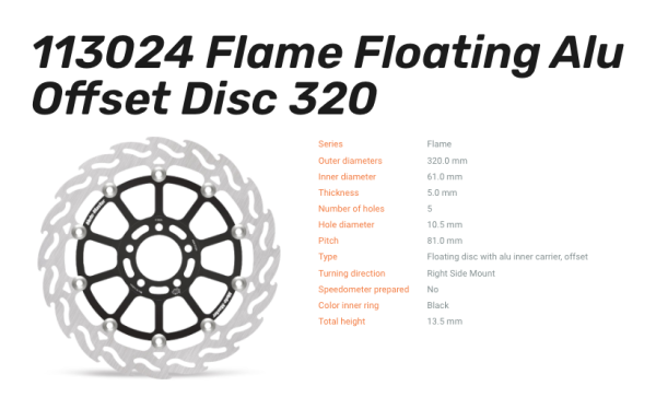 Moto-Master Bremsscheibe Flame Floating-Alu Disc Offset vorne passend für Kawasaki - 113024
