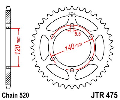 Kettenrad Stahl 37 40 42 44 46 Zähne (520) passend für Kawasaki KL250