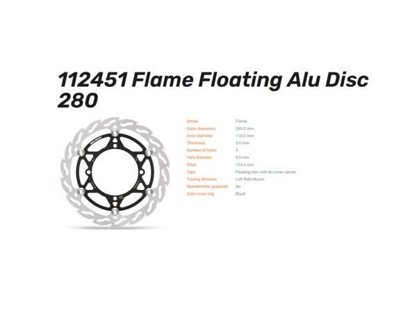 Moto-Master Bremsscheibe Flame Floating 280 Oversize passend für Suzuki RM-Z RMX - 112451