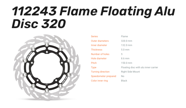 Moto-Master Bremsscheibe Flame Floating Alu-Disc vorne passend für Yamaha - 112243
