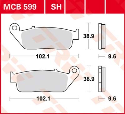97/ Lucas TRW Bremsbel/äge MCB 599/ F/ür HONDA VFR 750/ F RC36/ 90 hinten