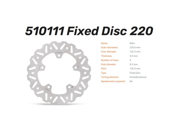 Moto-Master Bremsscheibe Nitro hinten passend für Aprilia 660 RS Tuono / RSV4 / Tuono V4 - 510111