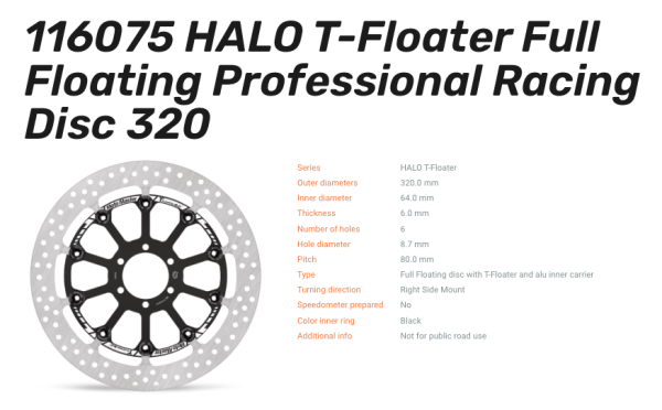 Moto-Master schwimmende Profi-Rennscheibe Halo T-Floater vorn passend für BMW / Moto-Guzzi - 116075