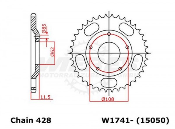 Kettenrad CNC 53 55 Zähne (428) passend für Sachs X-Road