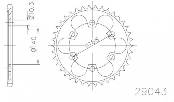 Kettenrad 41 42 47 Zähne (525) in Originalform (schwarz) Diamond-Cut gehärtet