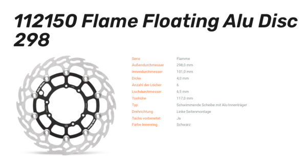 Moto-Master Bremsscheibe Flame Floating Alu-Disc vorne passend für Honda - 112150