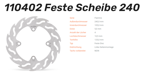 Moto-Master Bremsscheibe Flame vorne passend für Honda - 110402