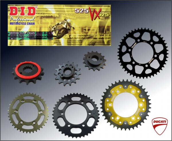 DID Kettensatz passend für Ducati 916 Sport Touring ST4 (Bj.99-03) DID 525VX Kette