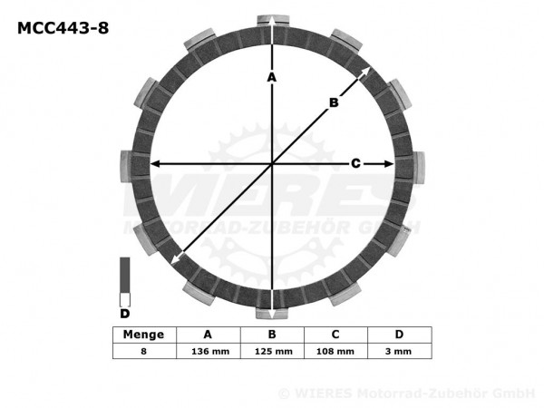 TRW Lucas Kupplungslamellenset (8 st.) MCC443-8 / MCC 443-8