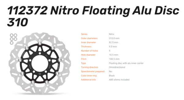 Moto-Master Bremsscheibe Floating-Alu Nitro passend für Triumph - 112372
