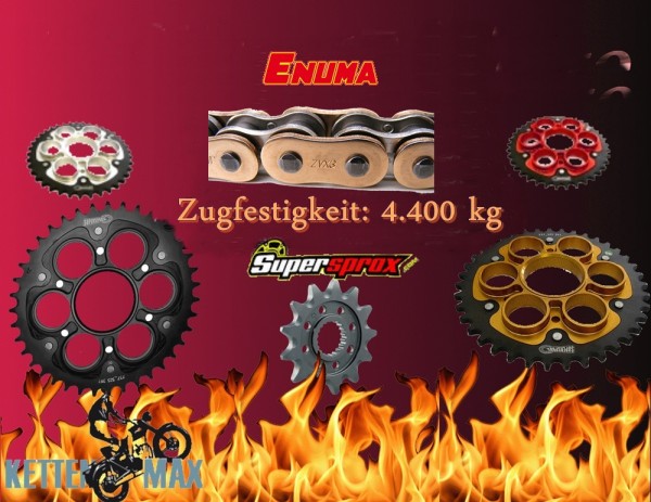 Enuma Kettensatz Stealth passend für Ducati Panigale 1299 /S /R ABS (15-) Enuma 520 ZVX-3 Hochleistu