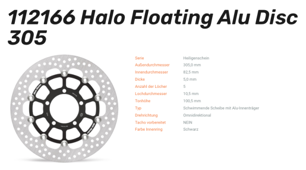 Moto-Master Bremsscheibe Floating-Alu Halo-Serie passend für Triumph - 112166