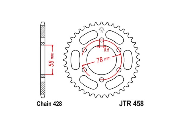 Kettenrad Stahl 36 37 38 40 Zähne (428) passend auf Kawasaki KH 100 / KH 125