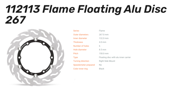 Moto-Master Bremsscheibe Flame Floating Alu-Disc vorne passend für Yamaha - 112113