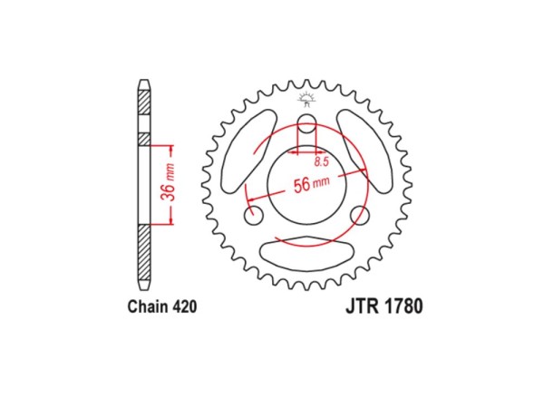 Kettenrad Stahl 28 Zähne (420) Kawasaki KDX 50 / Suzuki JR 50