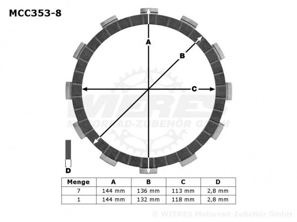 TRW Lucas Kupplungslamellenset (8 st.) passend für Suzuki MCC353-8 / MCC 353-8