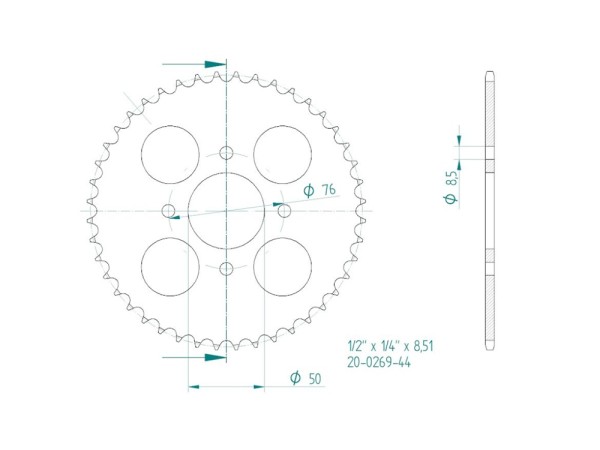 Kettenrad Stahl 35 Zähne - (423) Hercules K50 ab 1973