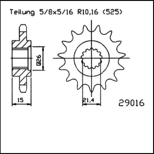 Kettenritzel Stahl CNC 14 15 Zähne (525) passend für Kawasaki ZX6R Ninja 95-97