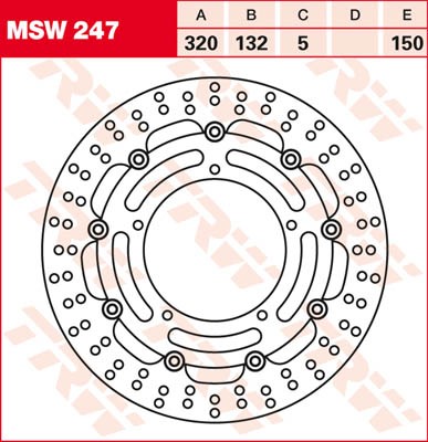 TRW Lucas Bremsscheibe schwimmend vorn MSW 247 mit ABE passend für Yamaha XV-Y 1700 V-max ABS Bj. 09