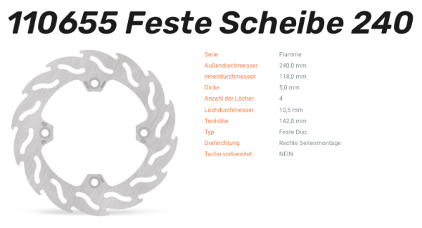 Moto-Master Bremsscheibe Flame hinten passend für Suzuki - 110655