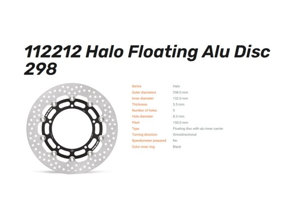 Moto-Master Bremsscheibe Halo floating 5.5 vorn passend für Yamaha FZ6 MT09 MT07 Tracer XSR - 112212