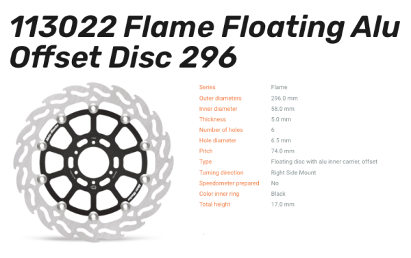 Moto-Master Bremsscheibe Flame Floating-Alu Disc Offset vorne passend für Honda - 113022