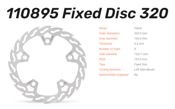 Moto-Master feste Bremsscheibe Flame vorn links passend für Harley Davidson - 110895
