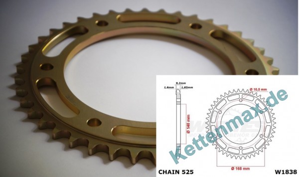 Kettenrad Alu 42 43 Zähne passend für Husqvarna 900 Nuda / R Originalform! - Einzelanfertigung