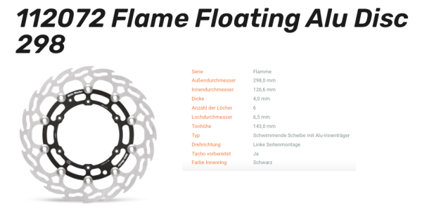 Moto-Master Bremsscheibe Flame Floating Alu-Disc vorne passend für GasGas / Husaberg / Husqvarna / K