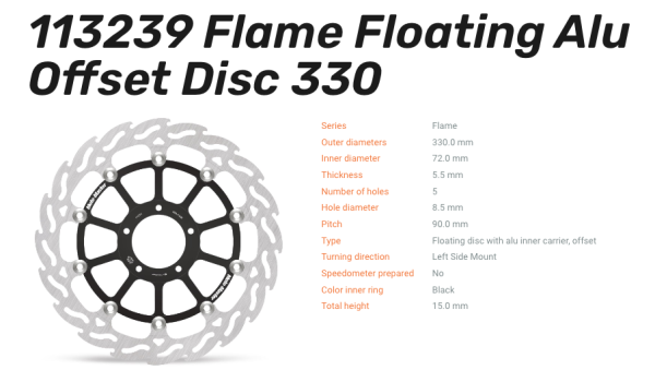 Moto-Master Bremsscheibe Floating-Alu Offset Racing-Serie Flame passend für Ducati - 113239