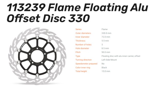 Moto-Master Bremsscheibe Floating-Alu Offset Racing-Serie Flame passend für Ducati - 113239 113240