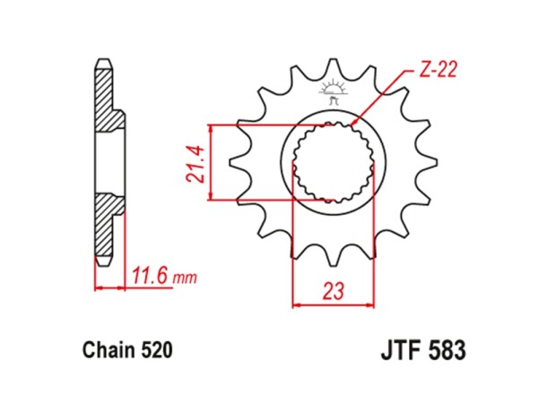 Kettenritzel Stahl 13 14 15 Zähne (520) passend für Yamaha TT250R Bj 93 bis 04