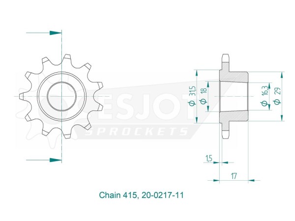 Ritzel Stahl 11 12 13 Zähne - (415) 20-0217 passend auf Hercules KX5 / KTM TS50 PL50