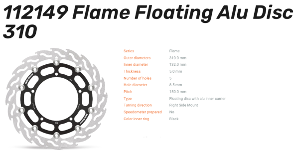 Moto-Master Bremsscheibe Flame Floating Alu-Disc vorne passend für Yamaha - 112149